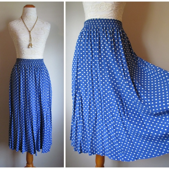Liz Claiborne Dresses & Skirts - Vintage '80s Polka Dot Pleated Aline Midi Skirt